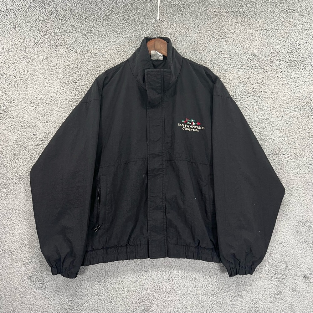Vintage 90s San Francisco California Jacket Fahrenheit Black Men Size XL